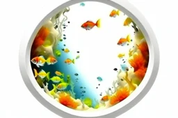 white,background,looking,through,a 3-d, hole,or,window,,a,seeing intouunerwater,tropical,fish