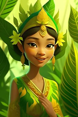 Putri daun yang cantik animasi jawa