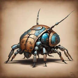 Robotic Beetle in prehistoric art style