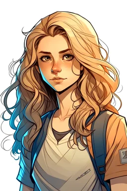 a beautiful girl with loose hair with the gladers in « The Mze Runner » universe