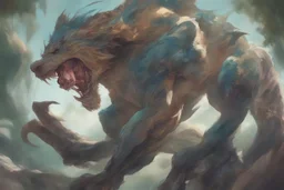 hyper-closeup Chimera beast character, in the style of Artgerm, Stanley Lau, energetic brushwork, elaborate details, semi-realism, dynamic compositions, anime-inspired, powerful, layered textures, graphic novel aesthetic