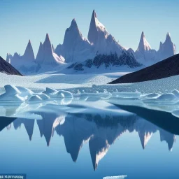 Beyaz buzların kapladığı Patagonian gölleri,ultra gerçeklik, doğal ışıklandırma, penguenler