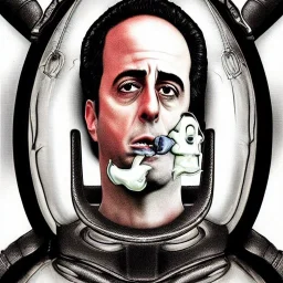 Jerry Seinfeld in the style of H.R. Giger