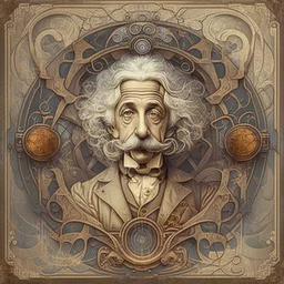 an art nouveau steampunk image of Albert Einstein