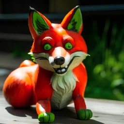 A fox that looks funny and made by watermelon.