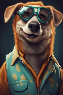 Close-up Portrait of a cool animation animal character, cute, witty, striking and one of a kind