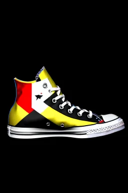 A converse sneaker, covered in Germany flag, black, red and gold colors