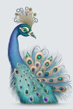 peacock avatar illustration on a white background, detailed