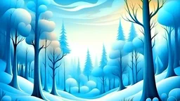 fantasy cartoon: sky with winter forest