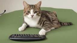 very clever cat with computer mouse