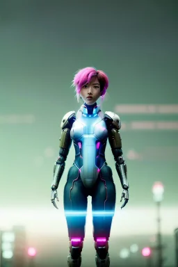 portrait, Asian cyborg woman, ghost in the shell style :: symmetry photography, cyberpunk style, pink hair, makeup, line eye, light iris, :: black samurai armor, japanese traditional pattern, wires and circuits, pink, white, black :: cinematic, Ultra realistic, dark scene, soft color, highly detailed, unreal engine 5, RTX, ultra detail, 3d, finely drawn, high definition.