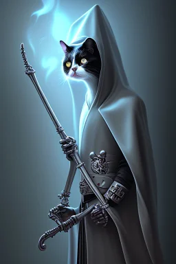 grim reaper cat, 4k, trending art, weird perspective, mirrors, reflection, water, smoke