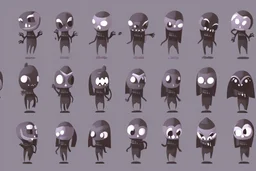 make a bunch of simple spooky and cute cartoon characters with bodies arms, and legs I could draw and make them all different