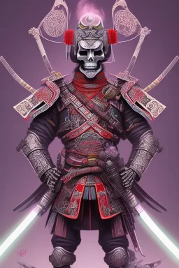 Neon skeleton samurai