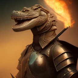 photograph of a warrior with crocodile themed armour. extremely detailed. dslr. 85 mm.perfect position, unreal engine