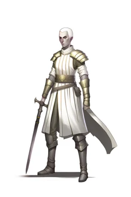 full length, tall, 22-year old, shaven head, nordic looking grey-eyed female human cleric healer wearing scale mail