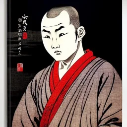 Portrait d'un jeune moine Shaolin, sombre, réaliste, très détaillé, par Hokusai.