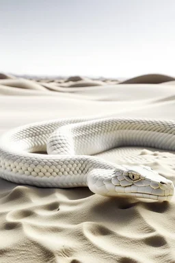 All white textured king cobra , in a desert sands
