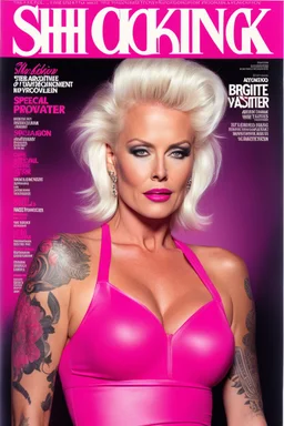 shocking pink magazine cover: special agent provocateur with tattoos issue; guest star : Brigitte Nielsen