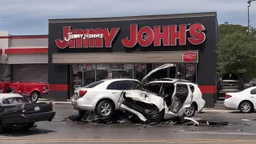 jimmy johns vehicle crashed and explodes