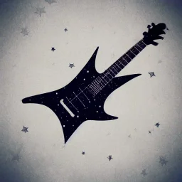 guitar floating in space stars