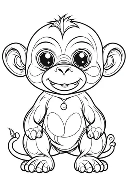 outline art for cute Monkey coloring pages with sitch, white background, Sketch style, full body, only use outline, toddlers style, clean line art, white background, no shadows and clear and well outlined.