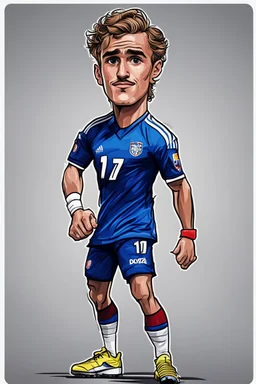 Antoine Griezmann French football player ,cartoon 2d