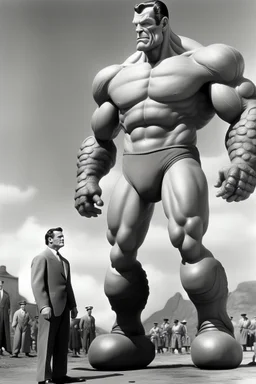 picture of the movie The Amazing Colossal Man as a giant man with an underwear 1953