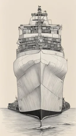 A drawing of a container ship that looks like a big beluga whale