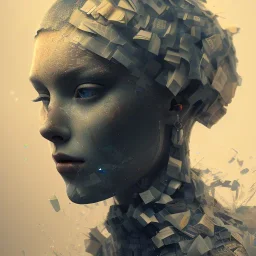 rendered in blender trash bag on his head and crumpled paper as a texture, collage paper and tape, slit - scan photography, high resolution, cinematic, unreal 6, breathtaking detailed