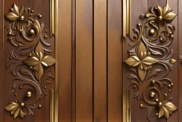 wood panel background with decorative brass corners