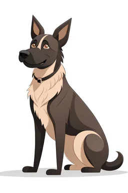 create a black and brown colour animated dog full body with white background