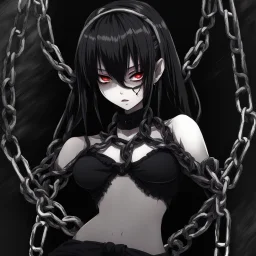 dark anime demon girl with a chains