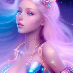 mutant pretty and sweet woman , perfect composition, hyperrealistic, blue and pink cosmic atmosphere, super detailed, 8k, high quality,