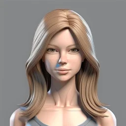 front view female 3d character hair