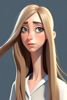 animasi gadis cantik putih rambut panjang hidung mancung