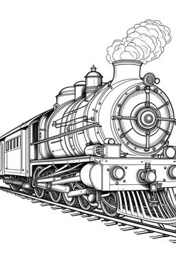 Outline art for coloring page TOY TRAINS 1940'S, coloring page, white background, Sketch style, only use outline, clean line art, white background, no shadows, no shading, no color, clear