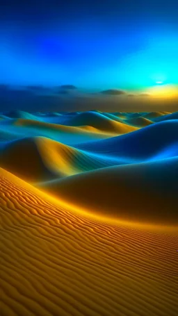 realistic photo of a landscape covered in sands that looks futuristic with futuristic lighting