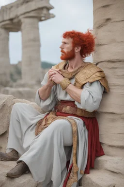 ragazza plebea con costumi della roma antica con capelli rossi