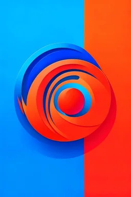 logo for a telecom company , gradient red and orange logo, blue backround