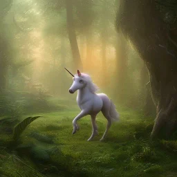 forest glade, unicorn, 8k