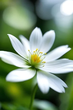 Close up of a white flower with blur background in garden.