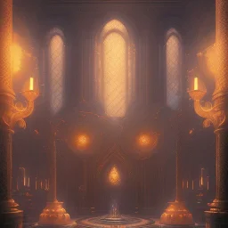 fantasy concept art, dynamic lighting, Intricately detailed, Splash screen art, deep color, Unreal Engine, volumetric lighting, fantasy library artwork, black marble, Fantasy library artwork, white candles, white silk, stained glass windows,