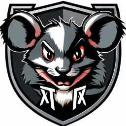 Rat face logo on a shield shape