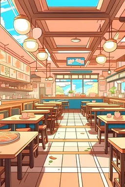 large cute anime restaurant no people