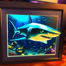 fantasy 90's tcg ELECTRIC CGLOWING UNDERWATER SHARK art