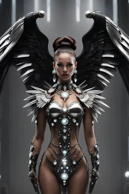 Beautiful Cyborg Angel full body jewelry diamonds