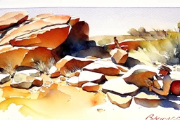 Sunny day, rocks, arid land, winslow homer watercolor paintings