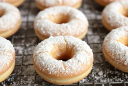 fresh old-fashioned mini doughnuts completely covered in powdered sugar