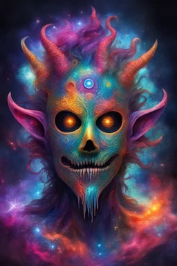 colourful horror masked horror inhumane godly being cosmic creature of magic